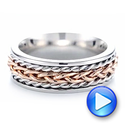  14K Gold And 18k Rose Gold 14K Gold And 18k Rose Gold Custom Two-tone Braided Men's Band - Video -  103482 - Thumbnail