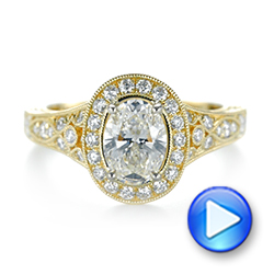 14k Yellow Gold And 18K Gold 14k Yellow Gold And 18K Gold Two-tone Diamond Halo Engagement Ring - Video -  103483 - Thumbnail