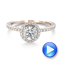 14k Rose Gold And 14K Gold Custom Two-tone Diamond Halo Engagement Ring - Video -  103486 - Thumbnail