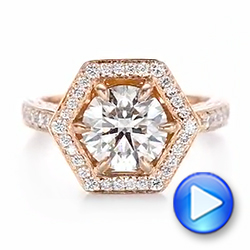 14k Rose Gold Custom Diamond Halo Engagement Ring - Video -  103489 - Thumbnail