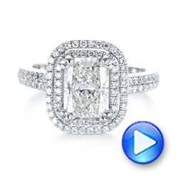  Platinum Custom Diamond Double Halo Engagement Ring - Video -  103491 - Thumbnail
