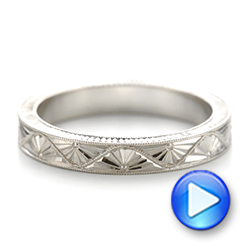 18k White Gold 18k White Gold Hand-engraved Wedding Band - Video -  103495 - Thumbnail