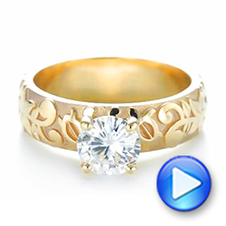 18k Yellow Gold 18k Yellow Gold Custom Solitaire Diamond Engagement Ring - Video -  103501 - Thumbnail