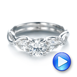 18k White Gold 18k White Gold Custom Three Stone Diamond Engagement Ring - Video -  103503 - Thumbnail