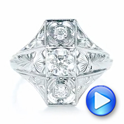  Platinum Vintage Style Diamond Engagement Ring - Video -  103510 - Thumbnail