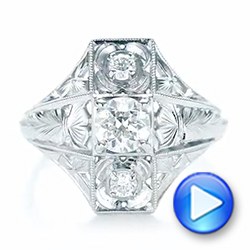 14k White Gold 14k White Gold Vintage Style Diamond Engagement Ring - Video -  103510 - Thumbnail