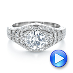 14k White Gold Vintage-inspired Diamond Engagement Ring - Video -  103511 - Thumbnail