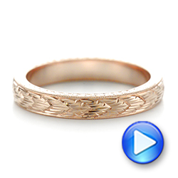 18k Rose Gold 18k Rose Gold Hand-engraved Women's Wedding Band - Video -  103513 - Thumbnail