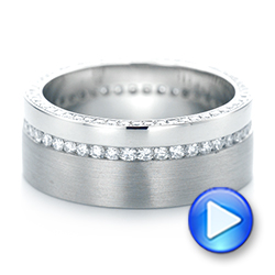 18k White Gold 18k White Gold Custom Diamond Men's Wedding Band - Video -  103514 - Thumbnail