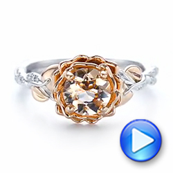  Platinum And 14k Rose Gold Platinum And 14k Rose Gold Custom Two-tone Morganite And Diamond Engagement Ring - Video -  103524 - Thumbnail