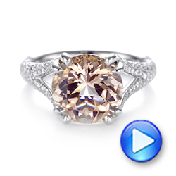  Platinum Custom Morganite And Diamond Engagement Ring - Video -  103548 - Thumbnail