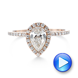 14k Rose Gold Custom Diamond Halo Engagement Ring - Video -  103549 - Thumbnail