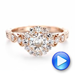 14k Rose Gold Custom Diamond Engagement Ring - Video -  103600 - Thumbnail