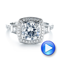 18k White Gold Diamond Halo Engagement Ring - Video -  103602 - Thumbnail