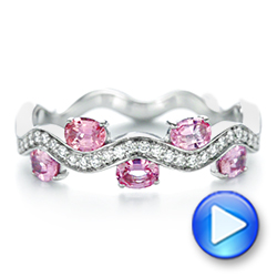 14k White Gold Pink Sapphire And Diamond Anniversary Ring - Video -  103626 - Thumbnail