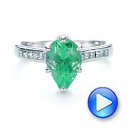 18k White Gold Custom Emerald And Diamond Engagement Ring - Video -  103631 - Thumbnail