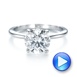  Platinum Custom Solitaire Diamond Engagement Ring - Video -  103636 - Thumbnail