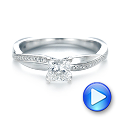 14k White Gold Custom Diamond Engagement Ring - Video -  103637 - Thumbnail