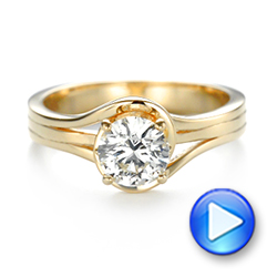 18k Yellow Gold Custom Solitaire Diamond Engagement Ring - Video -  103638 - Thumbnail