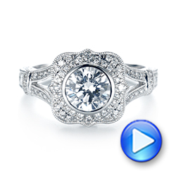 18k White Gold Diamond Halo Engagement Ring - Video -  103645 - Thumbnail