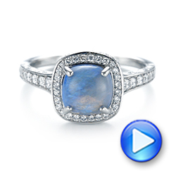 18k White Gold 18k White Gold Custom Opal And Diamond Halo Engagement Ring - Video -  103648 - Thumbnail