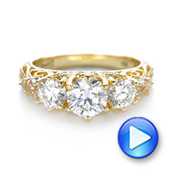 18k Yellow Gold Custom Morganite And Diamond Engagement Ring - Video -  103649 - Thumbnail