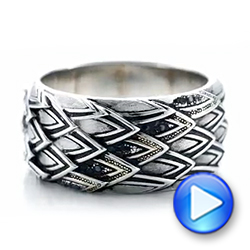 14k White Gold Men's Custom Dragon Scale Wedding Ring - Video -  103652 - Thumbnail