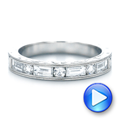  Platinum Custom Hand Engraved Diamond Wedding Band - Video -  103654 - Thumbnail