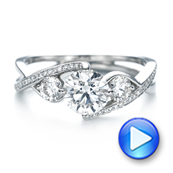 18k White Gold 18k White Gold Custom Three Stone Diamond Engagement Ring - Video -  103655 - Thumbnail