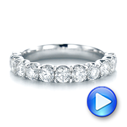 18k White Gold Brilliant Facet Split-prong Diamond Wedding Band - Video -  103664 - Thumbnail