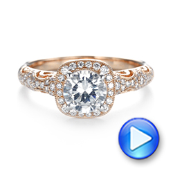 18k Rose Gold Filigree Diamond Engagement Ring - Video -  103679 - Thumbnail