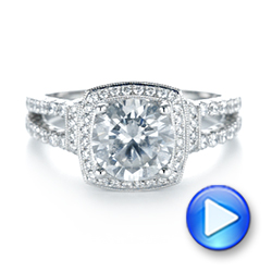 14k White Gold 14k White Gold Halo Diamond Engagement Ring - Video -  103716 - Thumbnail