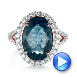 London Blue Topaz And Diamond Halo Fashion Ring - Video -  103754 - Thumbnail