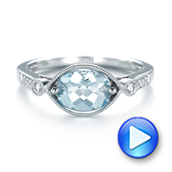 18k White Gold 18k White Gold Aquamarine And Diamond Fashion Ring - Video -  103766 - Thumbnail