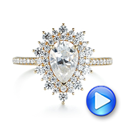 18k Yellow Gold 18k Yellow Gold Custom Double Halo Diamond Engagement Ring - Video -  103825 - Thumbnail