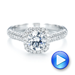 18k White Gold Halo Diamond Engagement Ring - Video -  103830 - Thumbnail