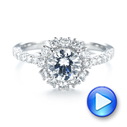 18k White Gold Halo Diamond Engagement Ring - Video -  103835 - Thumbnail