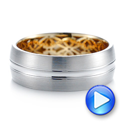  Platinum And 14k Yellow Gold Platinum And 14k Yellow Gold Two-tone Men's Wedding Band - Video -  103837 - Thumbnail