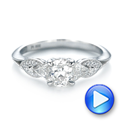 14k White Gold 14k White Gold Custom Three Stone Diamond Engagement Ring - Video -  103839 - Thumbnail