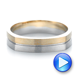 18k Yellow Gold And Platinum 18k Yellow Gold And Platinum Custom Two-tone Men's Wedding Band - Video -  103842 - Thumbnail