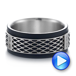 Carbon Fiber Inlay Wedding Band - Video -  103845 - Thumbnail