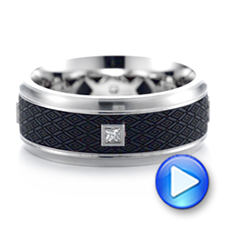 Carbon Fiber Inlay Diamond Wedding Band - Video -  103854 - Thumbnail