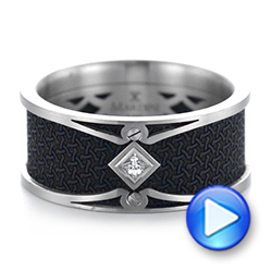 Carbon Fiber Inlay Diamond Wedding Band - Video -  103858 - Thumbnail