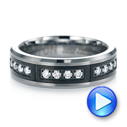 Black And White Tungsten Men's Wedding Band - Video -  103880 - Thumbnail