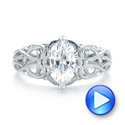  Platinum Platinum Filigree Marquise Diamond Solitaire Ring - Video -  103895 - Thumbnail