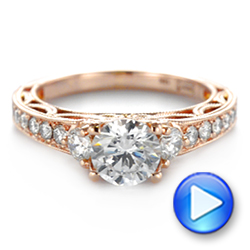 14k Rose Gold 14k Rose Gold Filigree Diamond Engagement Ring - Video -  103896 - Thumbnail