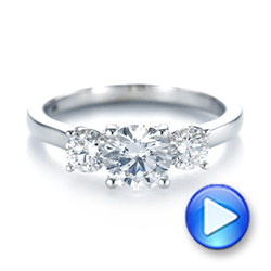 18k White Gold Three-stone Diamond Engagement Ring - Video -  103898 - Thumbnail