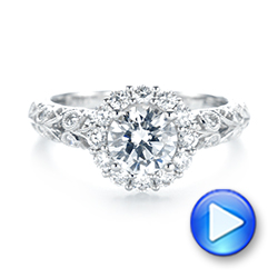 14k White Gold 14k White Gold Halo Diamond Engagement Ring - Video -  103900 - Thumbnail