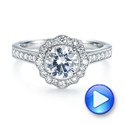  Platinum Platinum Diamond Halo Engagement Ring - Video -  103904 - Thumbnail