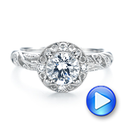  Platinum Platinum Diamond Halo Engagement Ring - Video -  103906 - Thumbnail